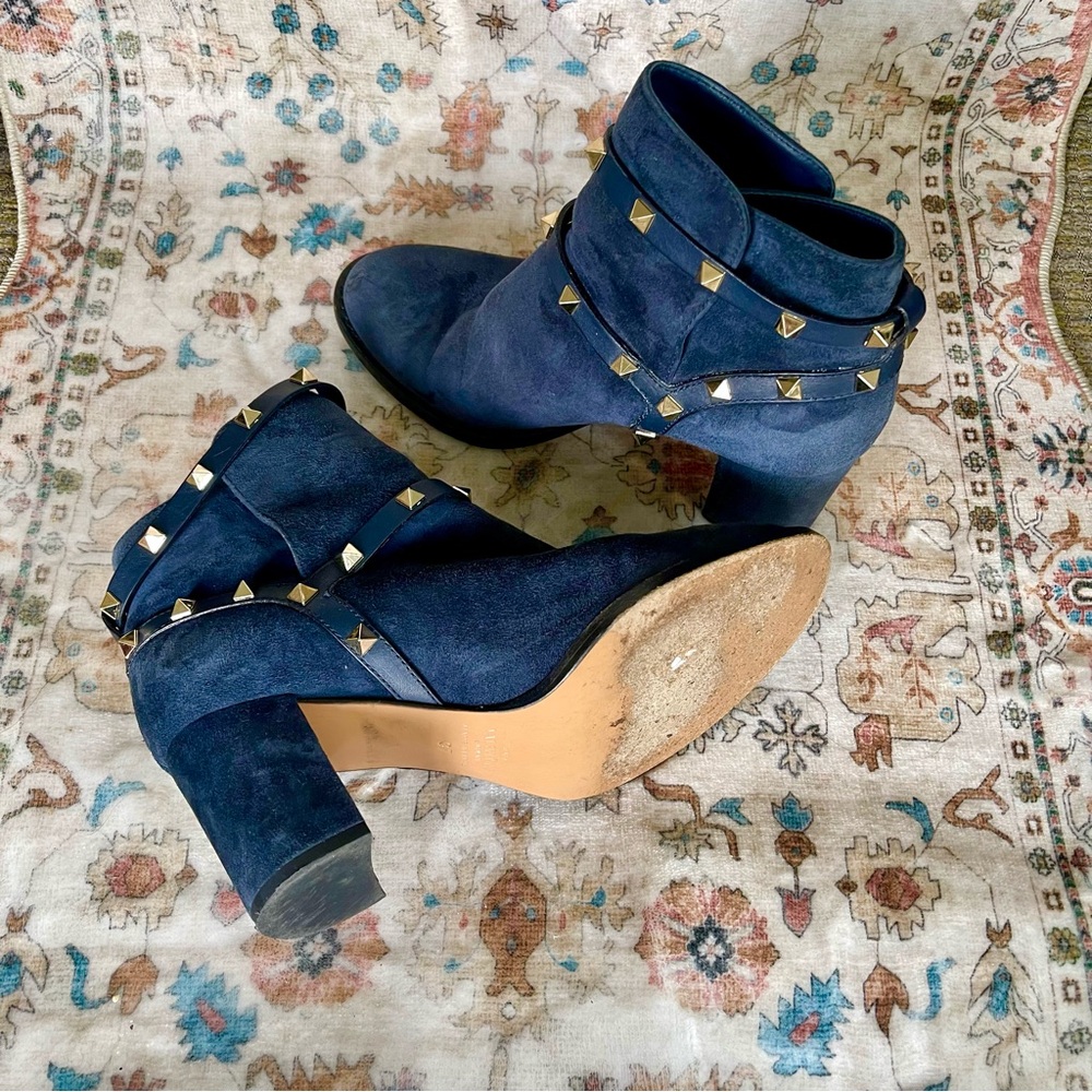 Valentino Rockstud Suede Ankle Boots